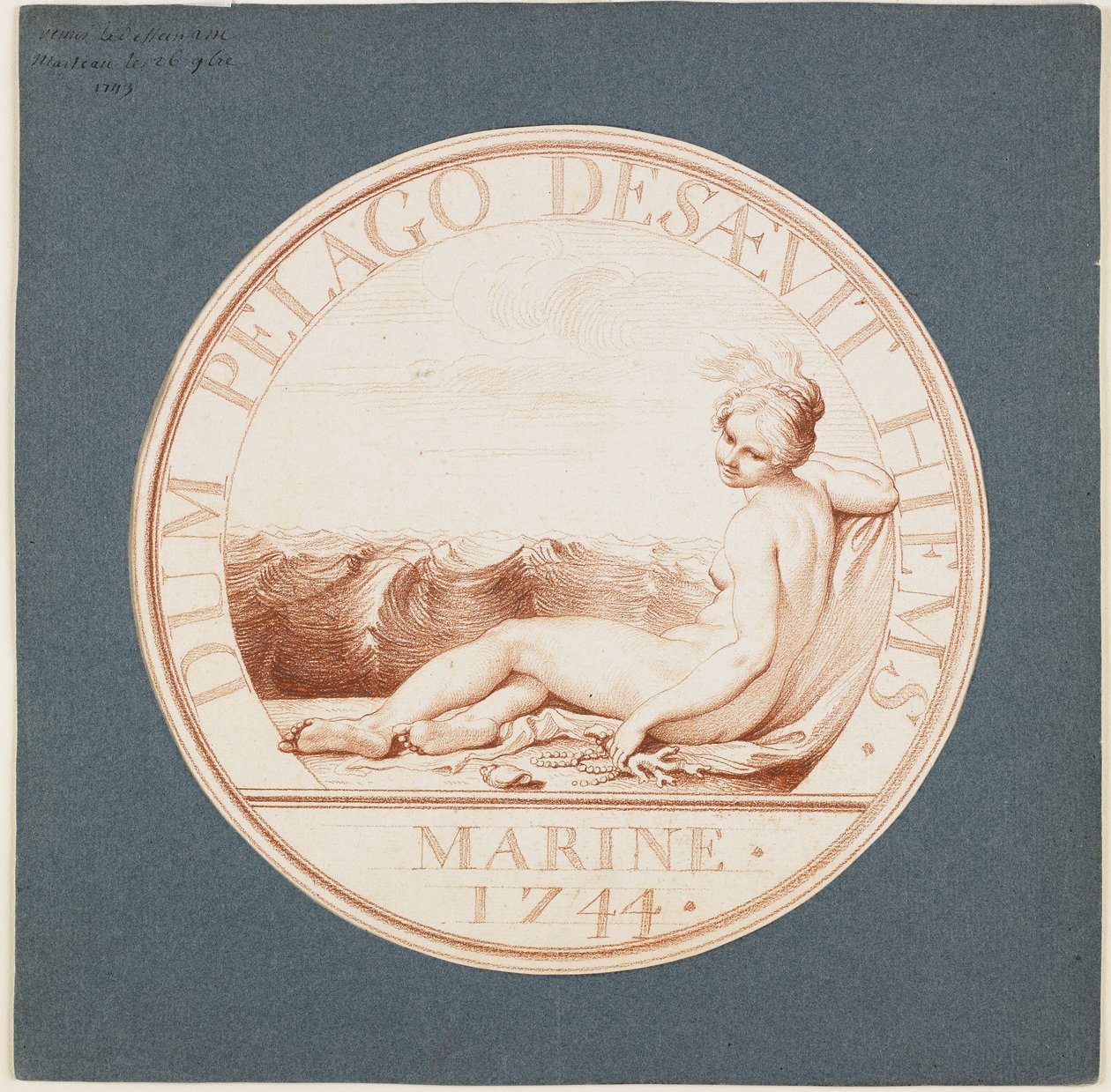 Alegoria Morska, c. 1743 (czerwona kreda) autorstwa Edmé Bouchardon