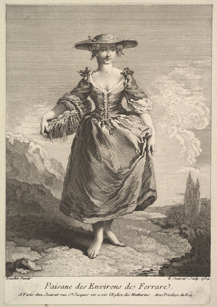 Chłopka z okolic Ferrary, 1734. autorstwa Edme Jeaurat