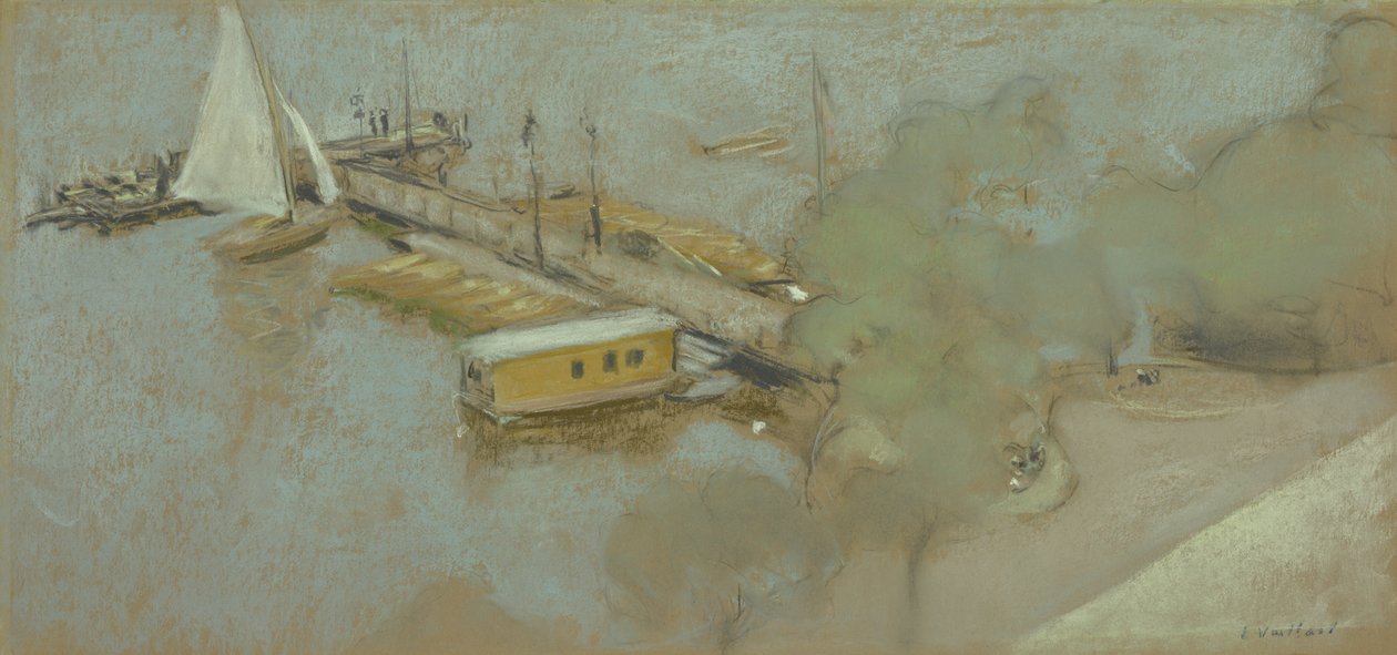 Molo na Aussenalster, 1913 (pastel na karcie) autorstwa Edouard Vuillard