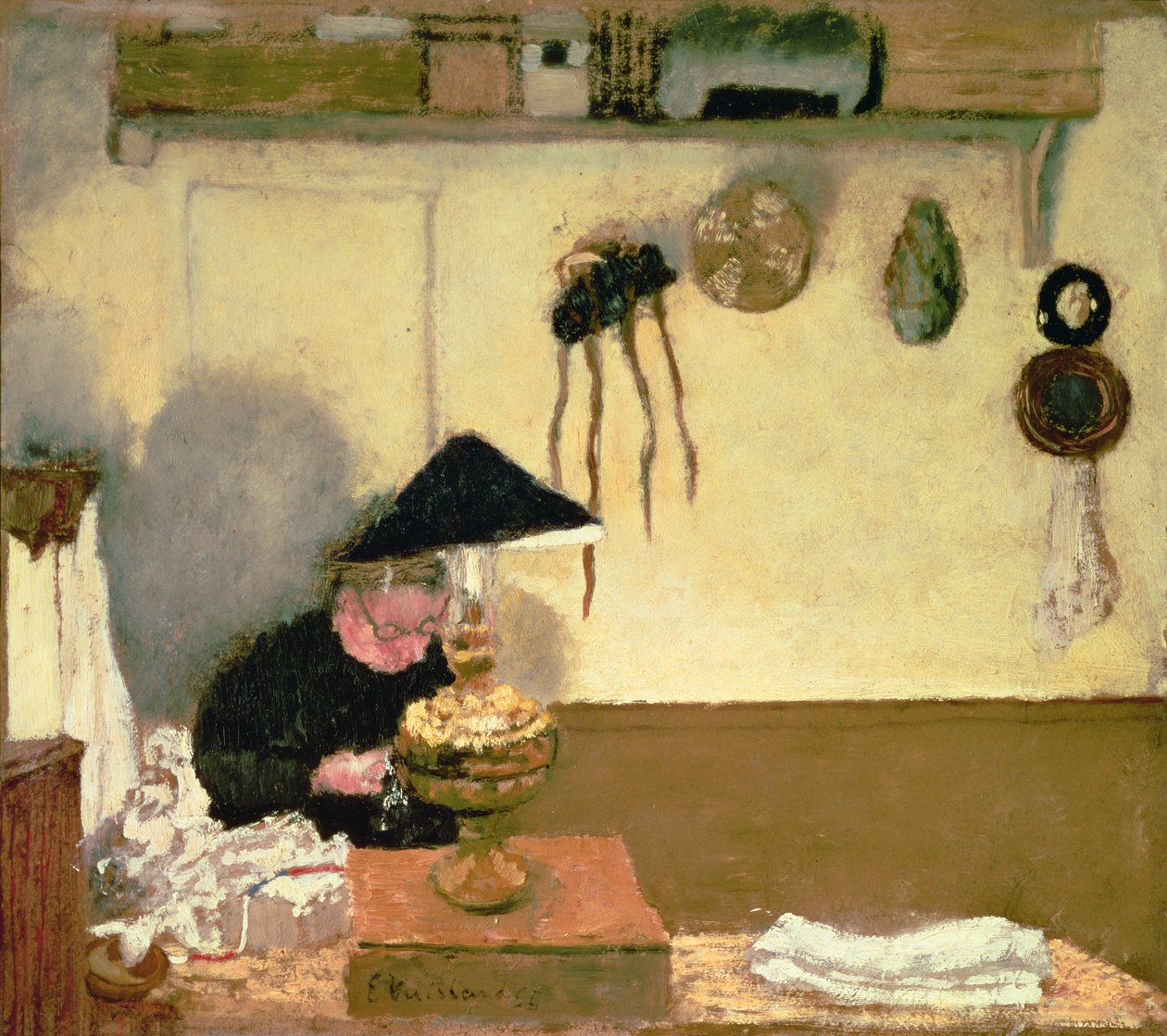 Madame Vuillard szycie autorstwa Edouard Vuillard