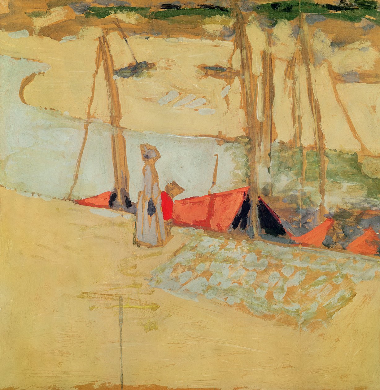 Promenada w porcie w Le Pouliguen, 1908 (tempera na karcie) autorstwa Edouard Vuillard