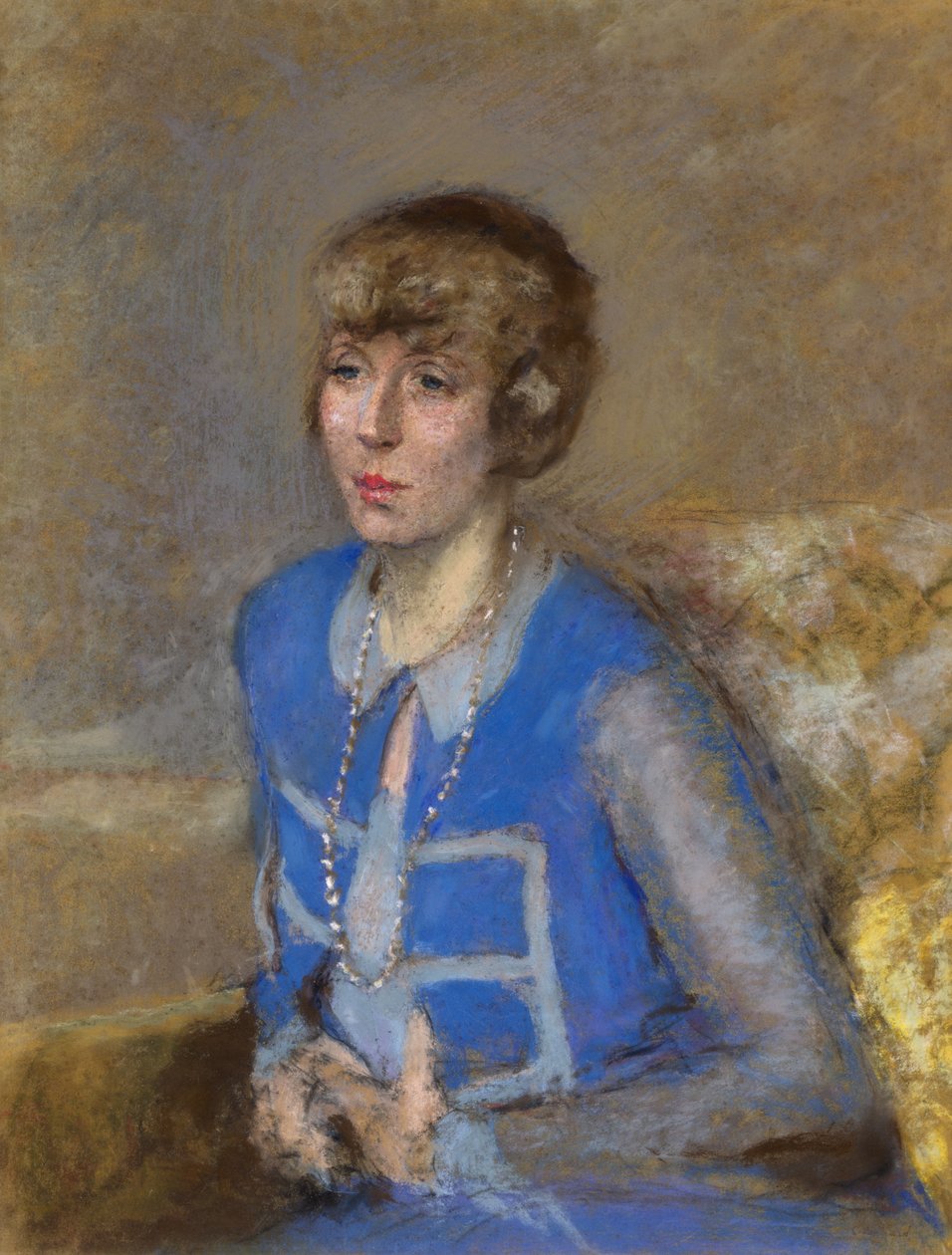 Kobieta w kolorze niebieskim, ok. 1925-35 (pastel na papierze tkanym) autorstwa Edouard Vuillard