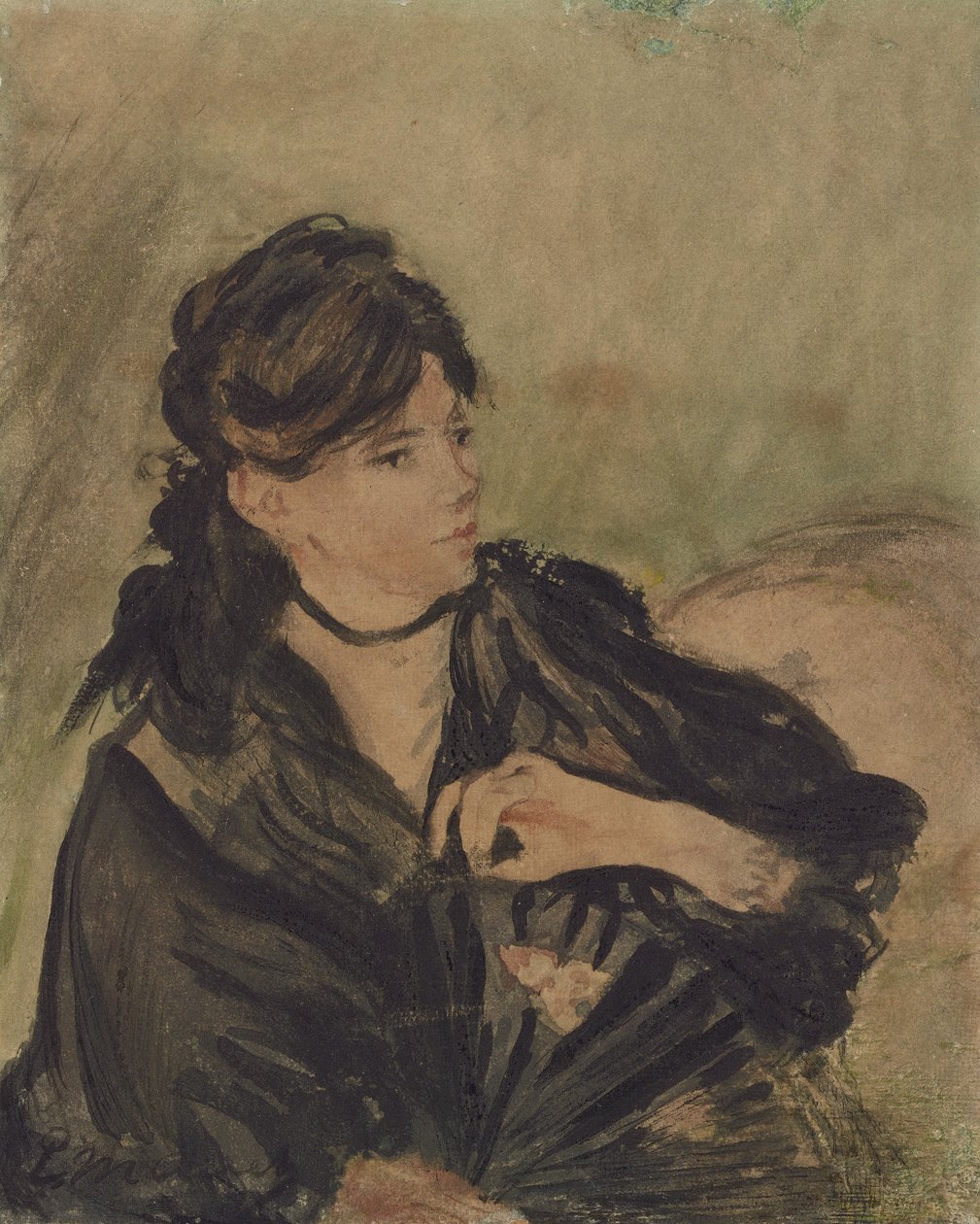 Berthe Morisot z wachlarzem autorstwa Edouard (after) Manet