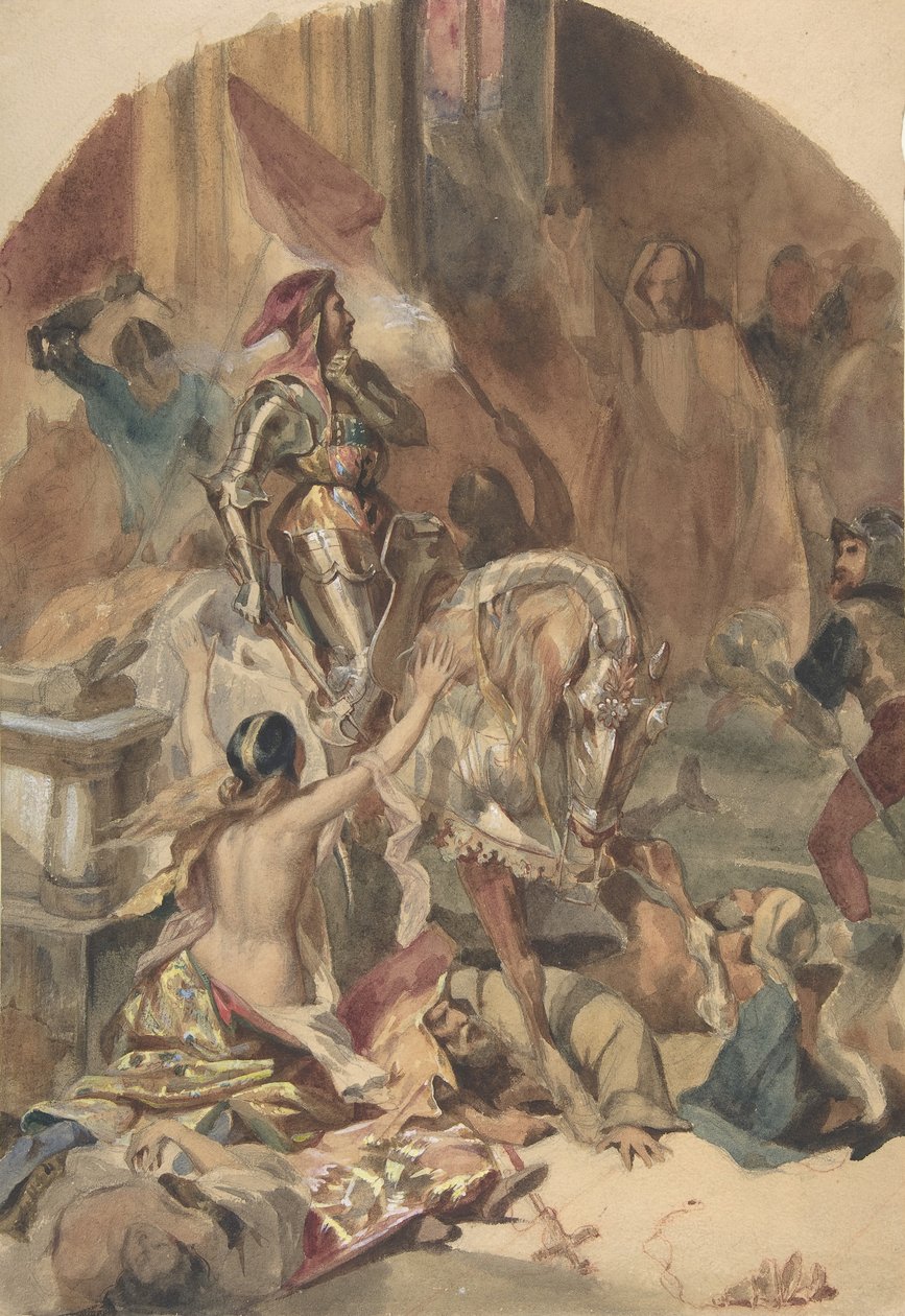 Masakra de Nesle 1472, XIX wiek. autorstwa Édouard Alexandre Odier