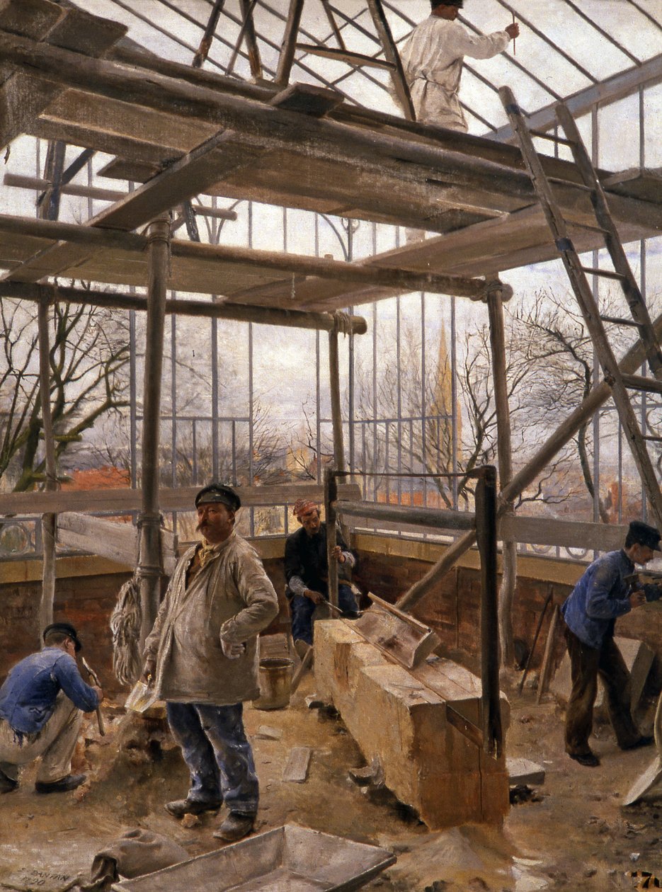 Budowa szklarni, 1890 r. autorstwa Edouard Joseph Dantan