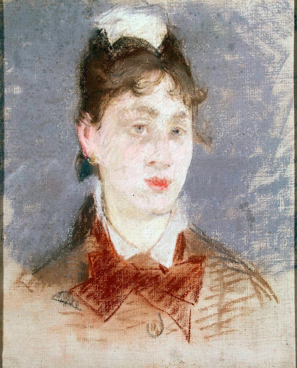 Dziewczyna w kołnierzu ze skrzydłami, ok. 1880 r. autorstwa Édouard Manet