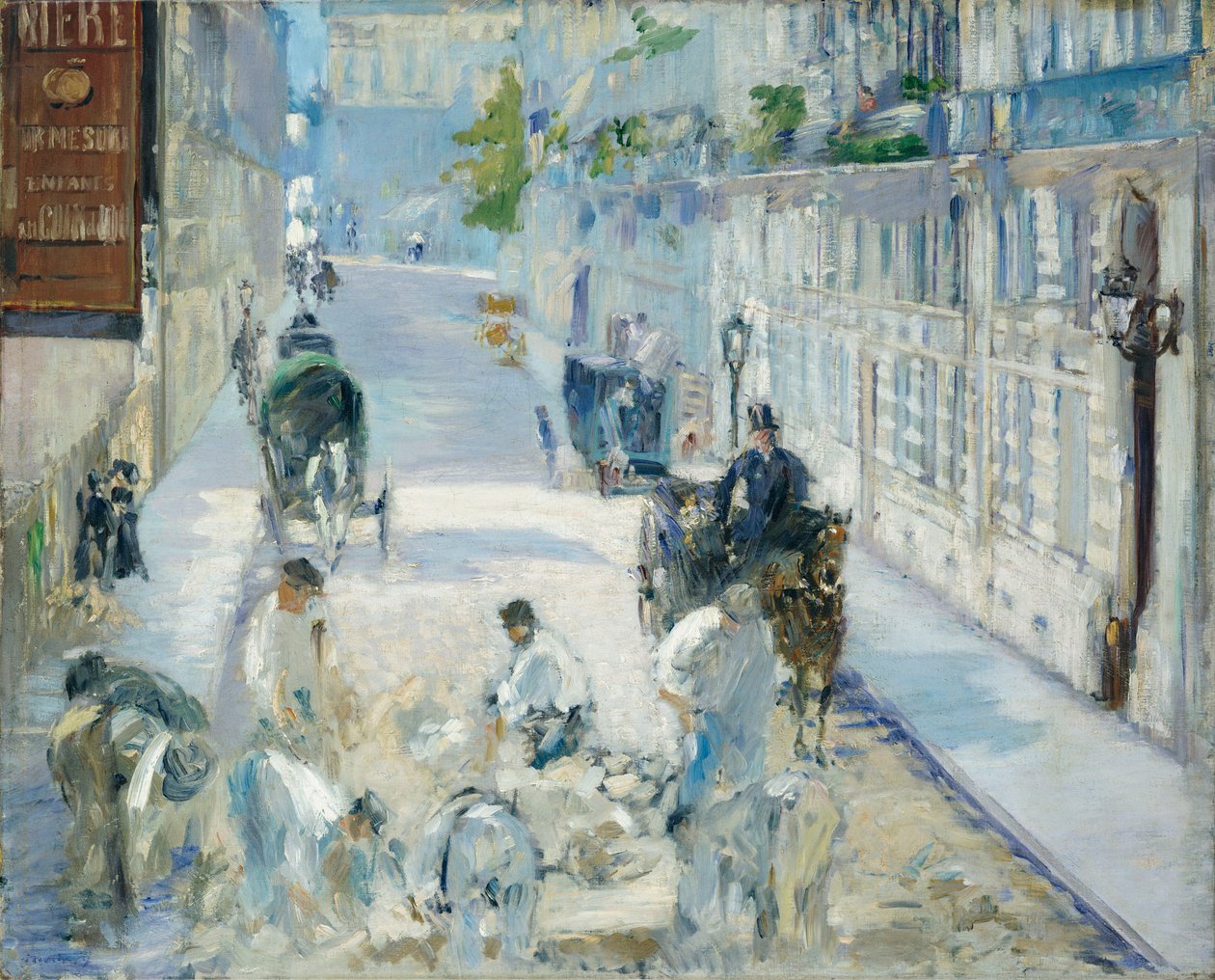 Rue Mosnier z robotnikami autorstwa Édouard Manet