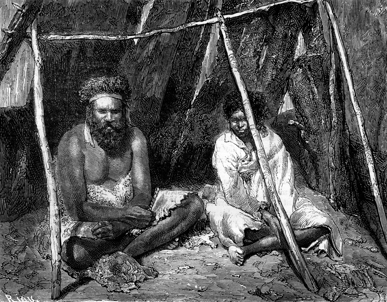 australijscy aborygeni, 1886. autorstwa Edouard Riou