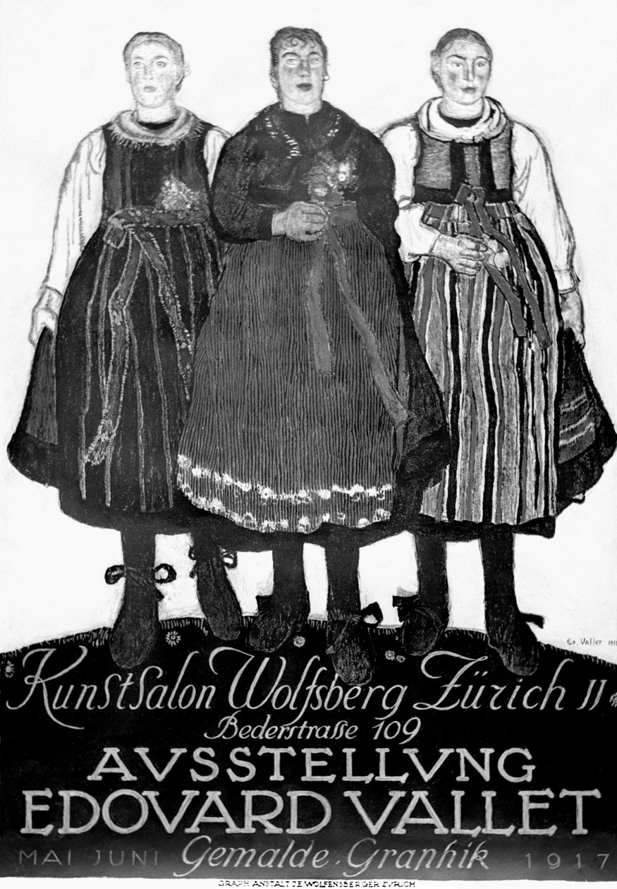 Plakat Szwajcaria Edouard Vallet 1917 (zdjęcie czarno-białe) autorstwa Edouard Vallet
