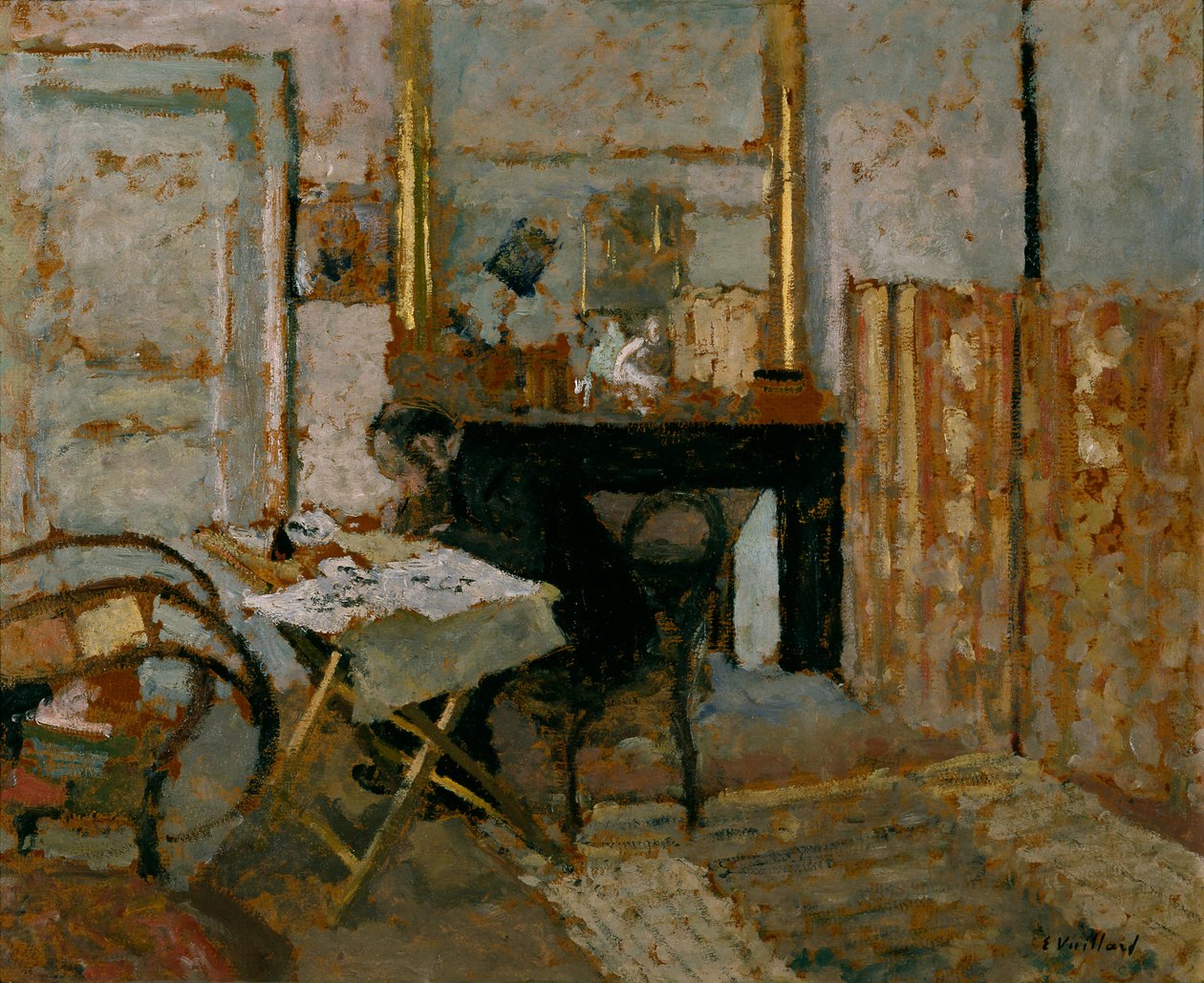 K.X. Roussel Czytanie, ok. 1904 (olej na tekturze) autorstwa Edouard Vuillard
