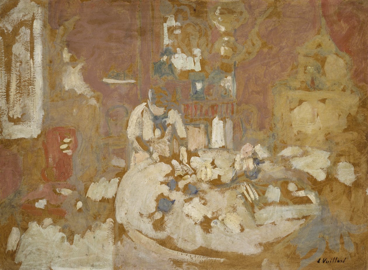 Stół (olej na tekturze) autorstwa Edouard Vuillard