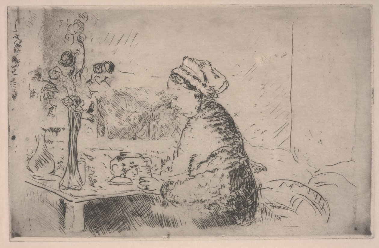 Kobieta z bukietem, ok. 1924 (akwaforta) autorstwa Edouard Vuillard