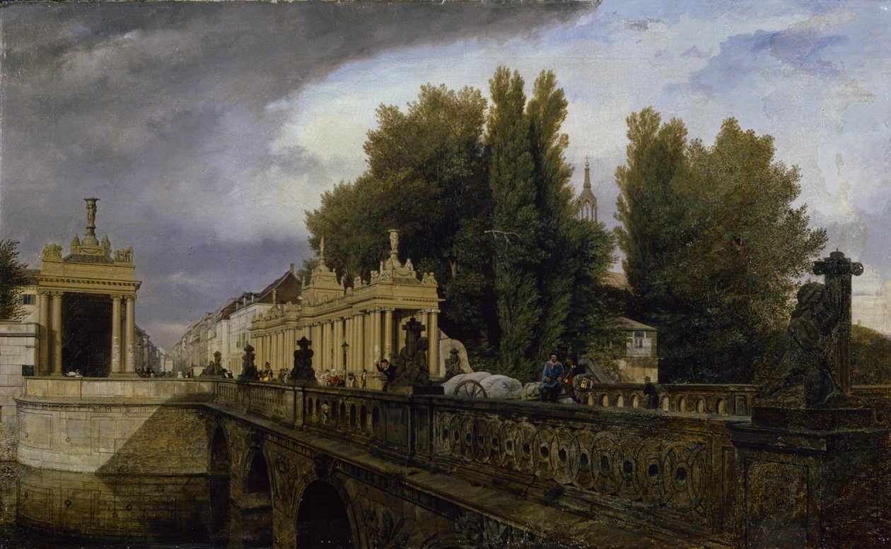 Königsbrucke na Königsstrasse, Berlin, 1835 autorstwa Johann Philipp Eduard Gartner