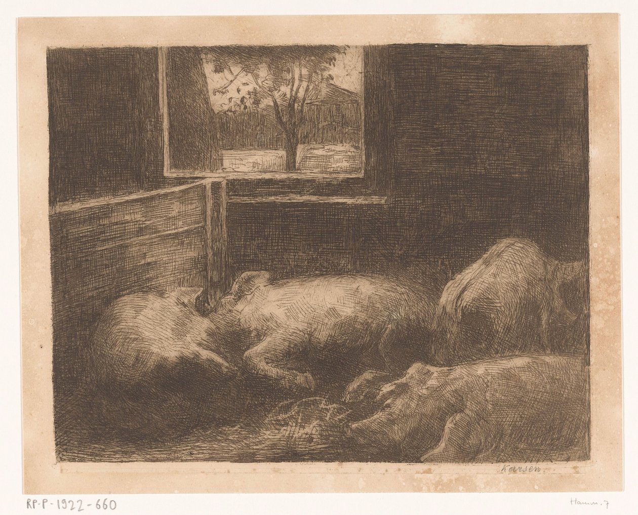 Świnie w stajni autorstwa Eduard Karsen (signed by artist)