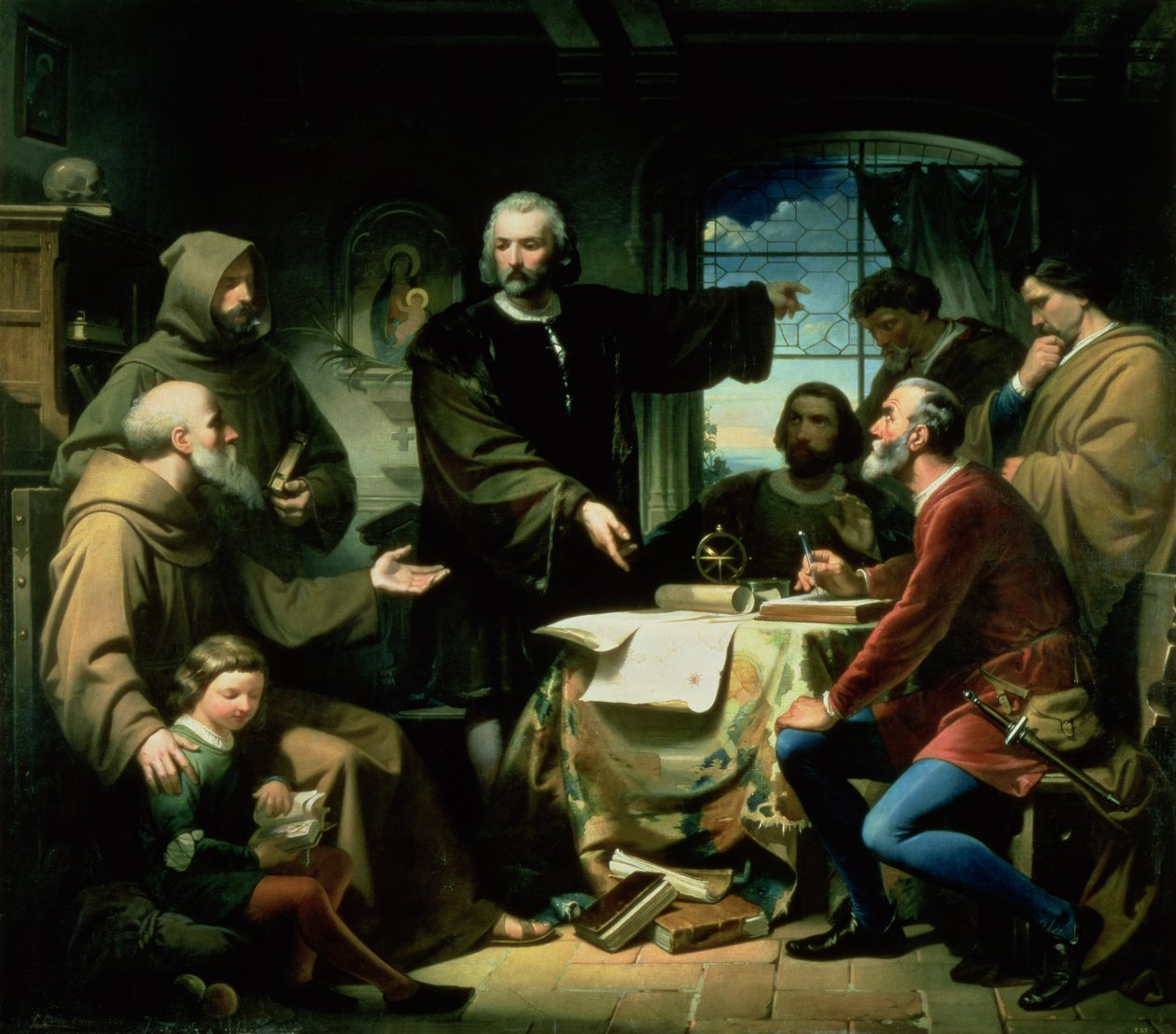 Krzysztof Kolumb (1451-1506) w klasztorze la Rabida, 1856 r. autorstwa Eduardo Cano de la Peña