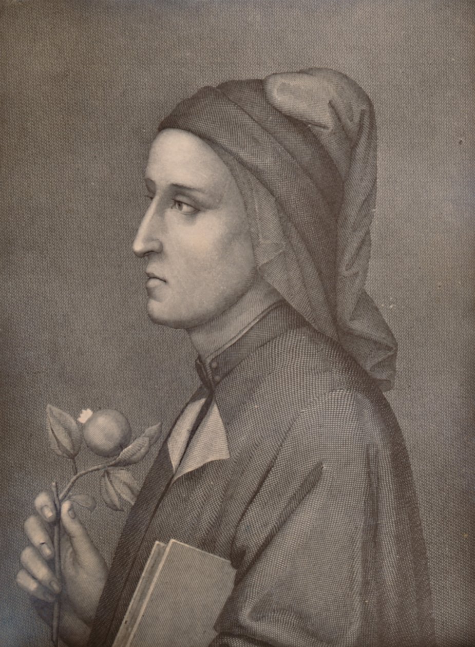 Dante Alighieri, włoski poeta, XIX w. 1894 autorstwa Eduardo Chiossone