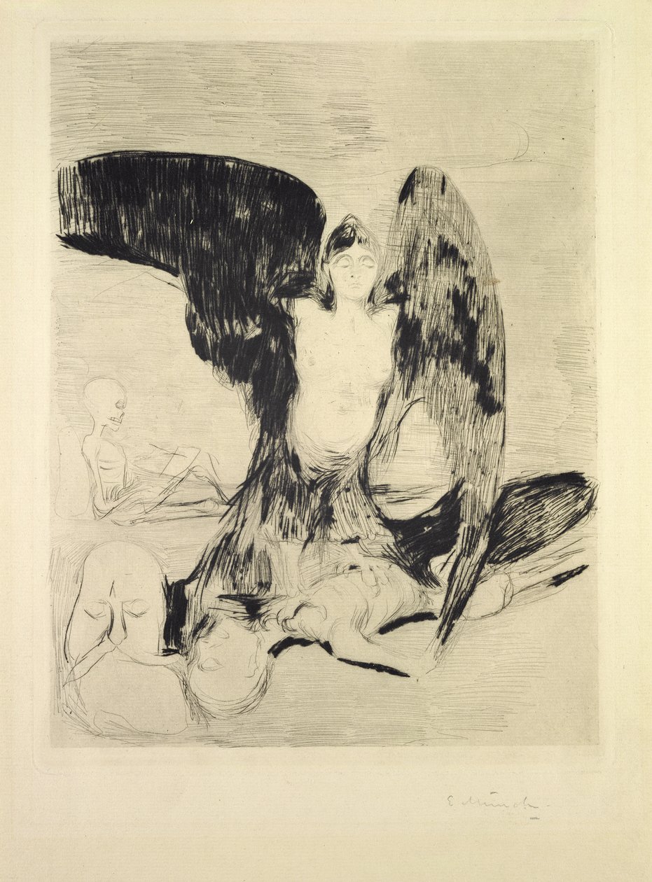 Wampir, 1894 (indyjski tusz na papierze) autorstwa Edvard Munch