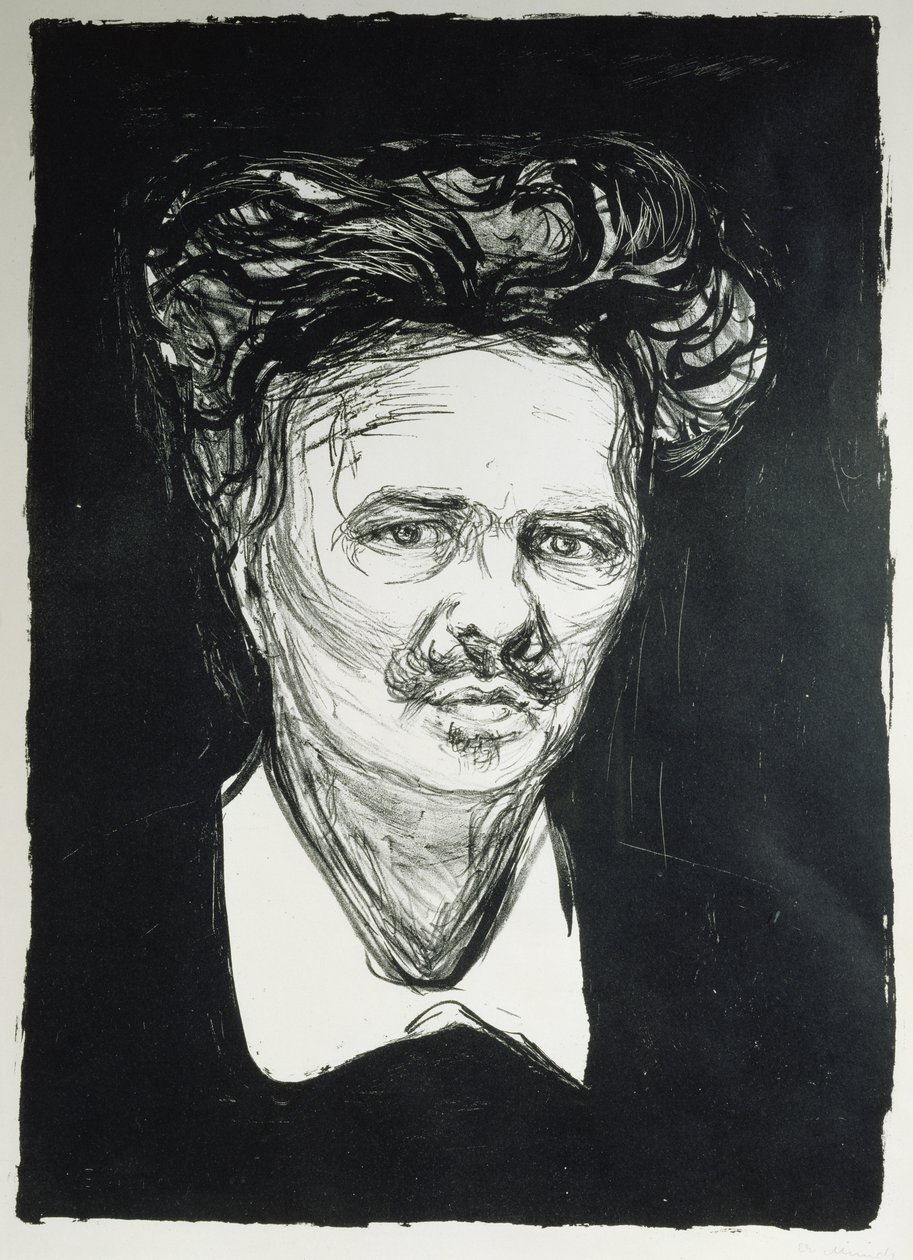 August Strindberg (lito) autorstwa Edvard Munch