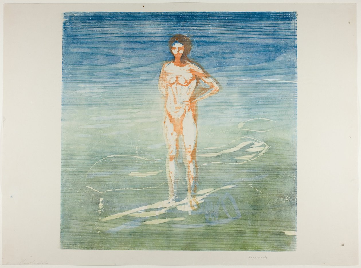 Mężczyzna w kąpieli autorstwa Edvard Munch