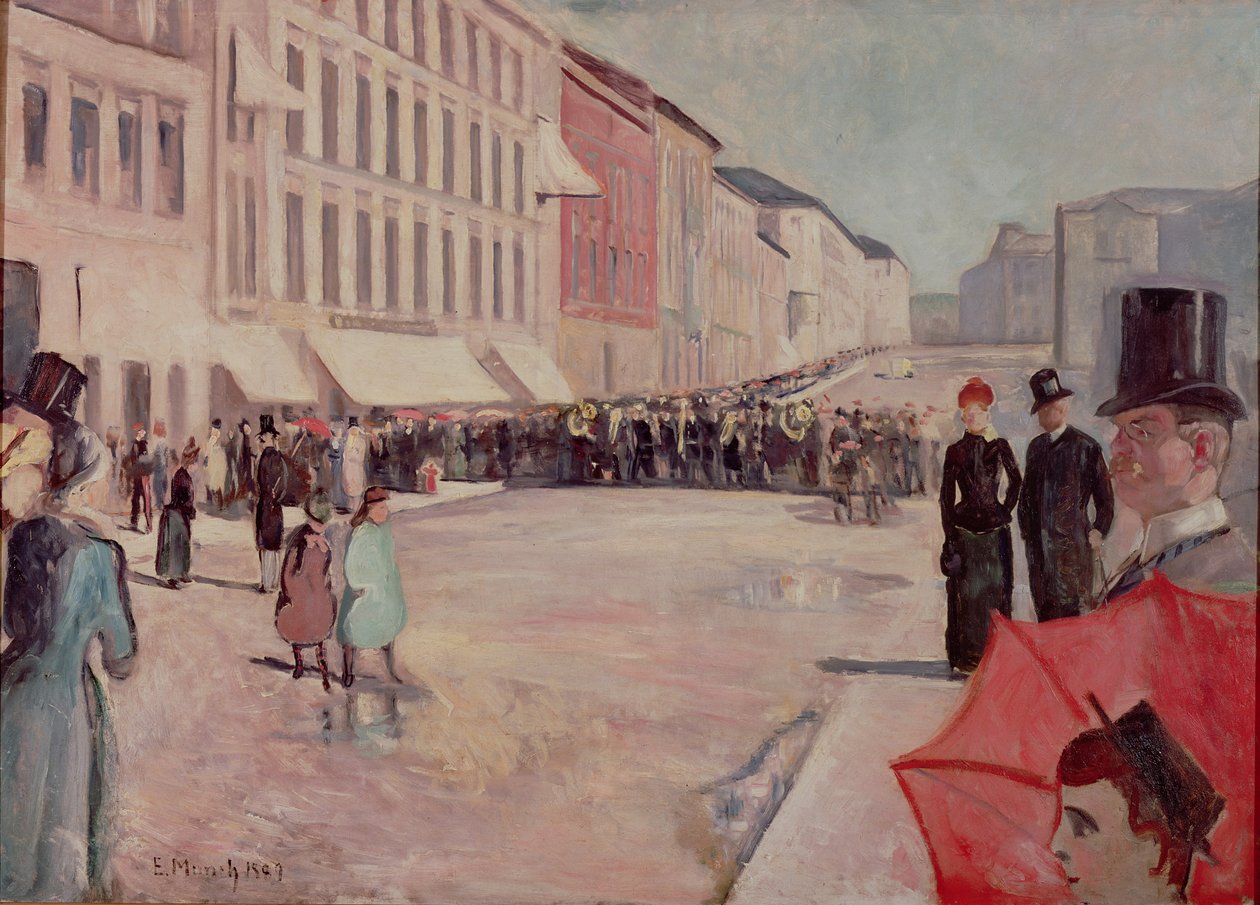 Orkiestra wojskowa na Karl-Johann Street, Oslo autorstwa Edvard Munch