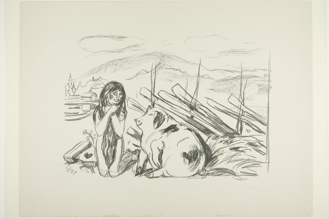 Omega i świnia autorstwa Edvard Munch