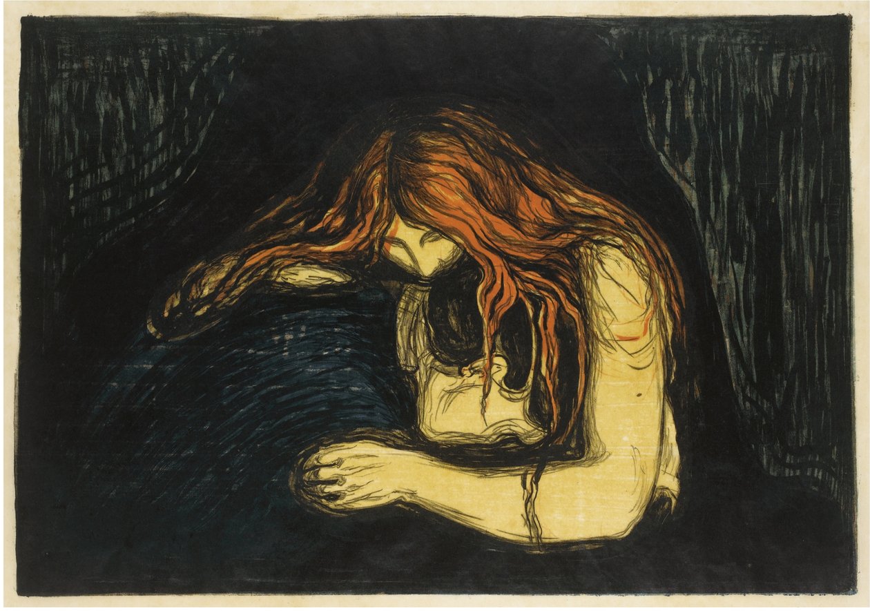Wampir II, 1895-1900 autorstwa Edvard Munch
