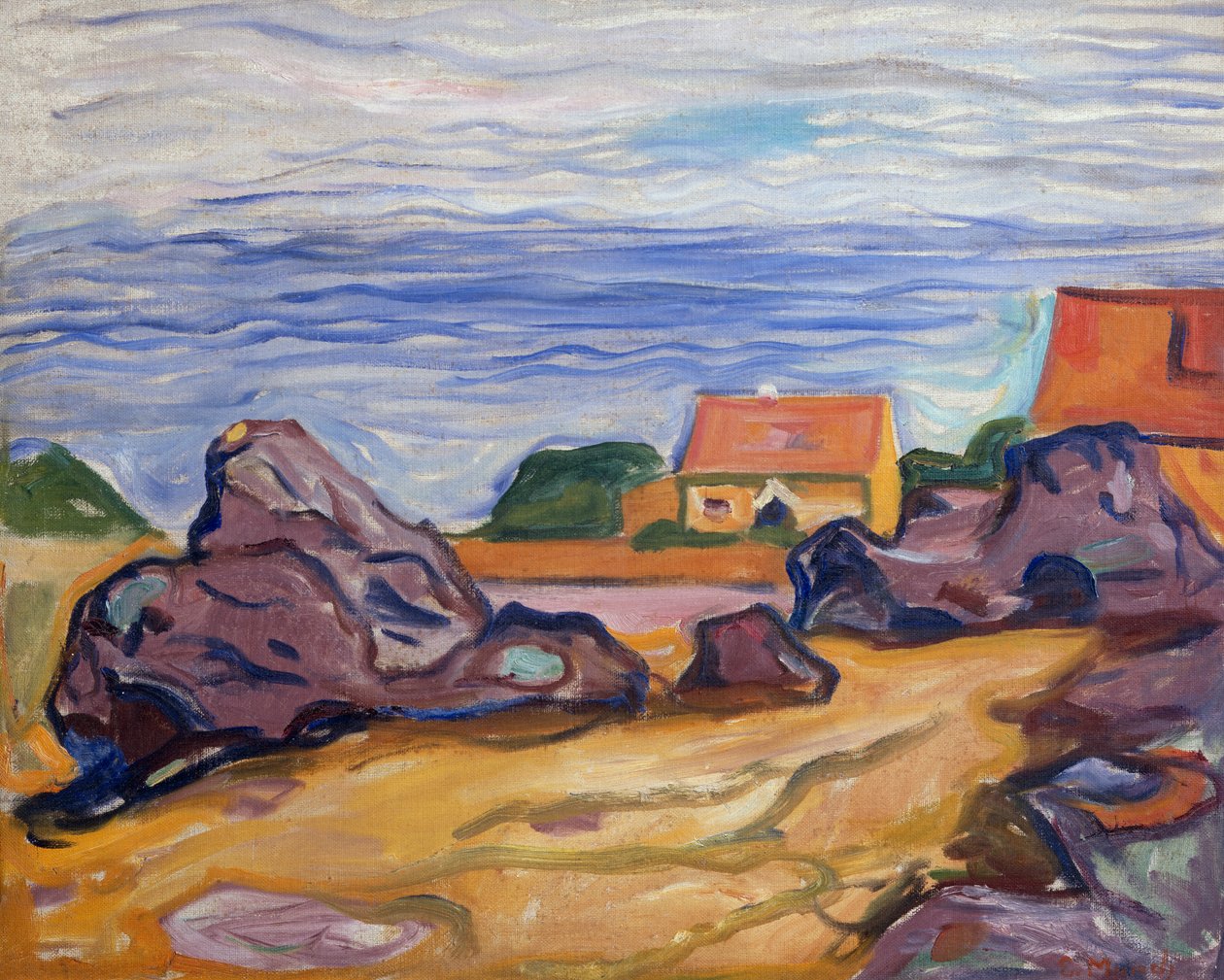 Dwa domy w Borre autorstwa Edvard Munch
