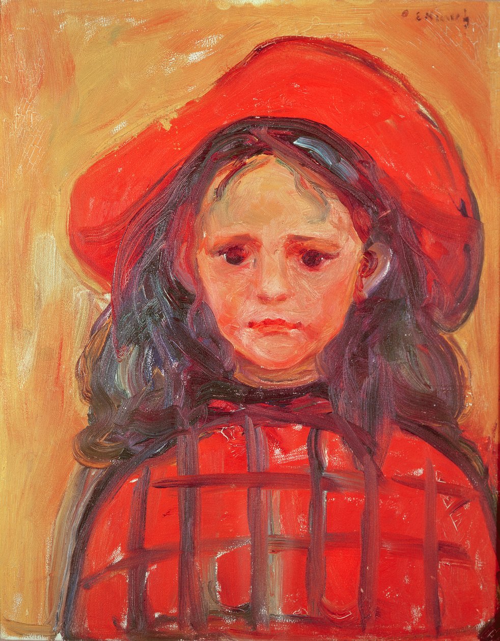 Młoda dziewczyna w czerwonym kapeluszu autorstwa Edvard Munch