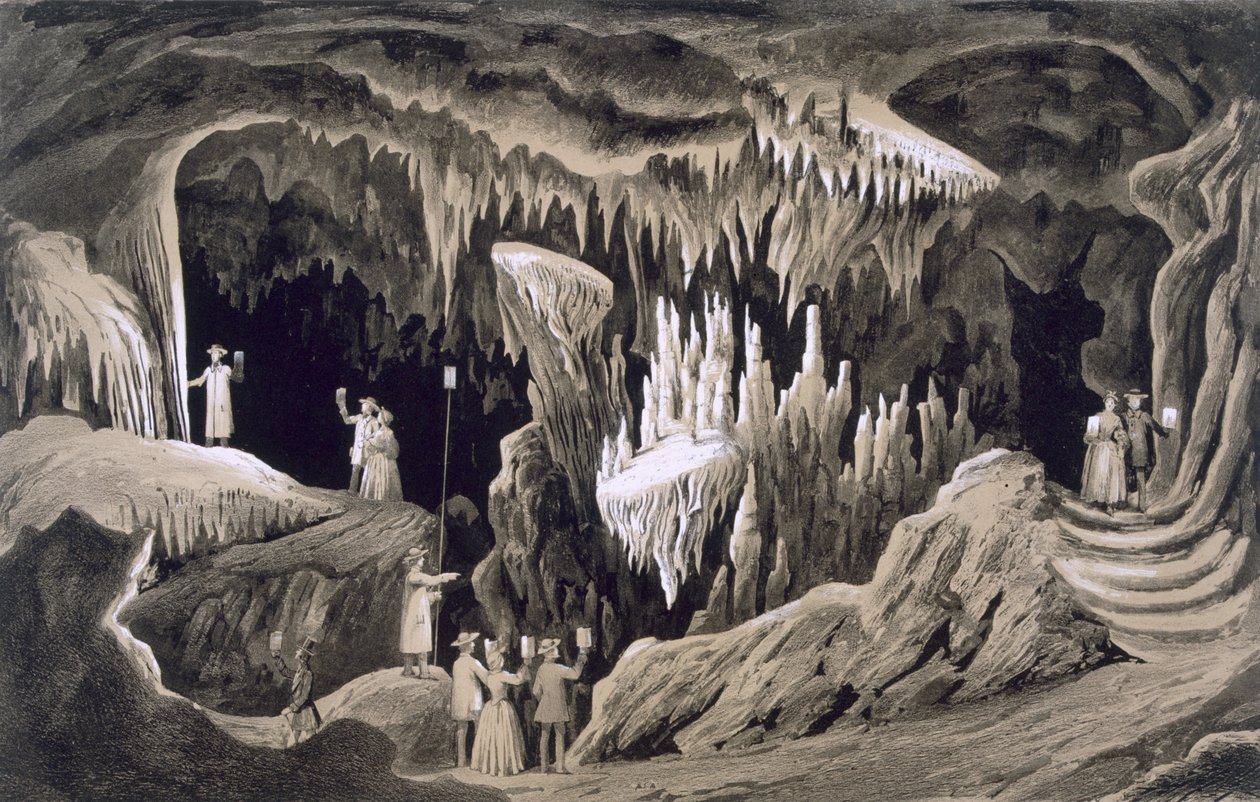 „Pokój Gobelinów”, Jaskinia Weyera, hrabstwo Augusta, 1858 r. autorstwa Edward Beyer