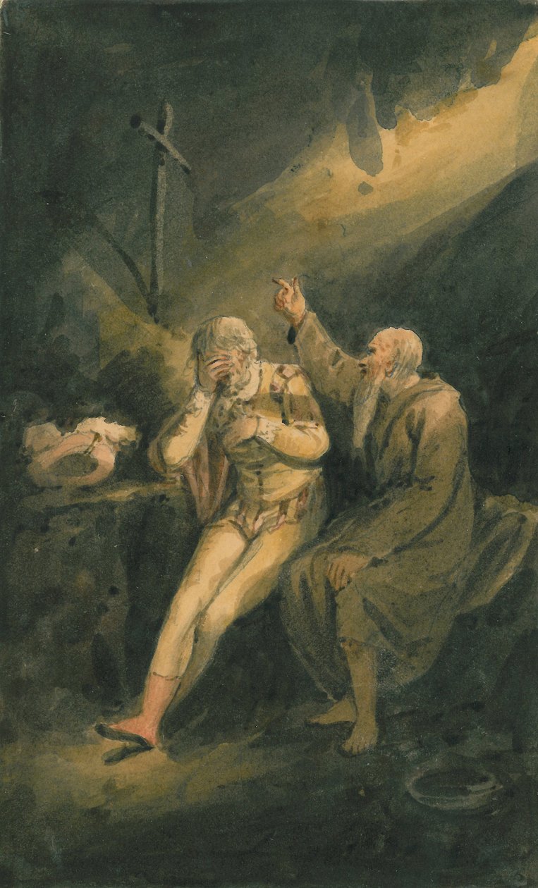 Scena z „Jak ci się podoba”, c.1798-1819 autorstwa Edward Bird