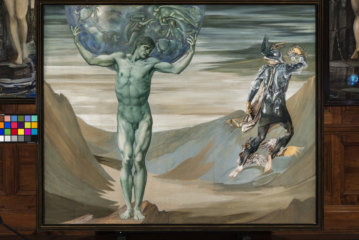 Atlas zamieniony w kamień, c.1876 (gwasz) autorstwa Edward Burne Jones