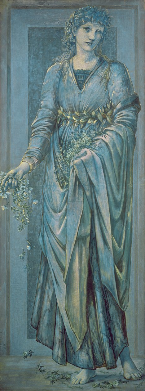 Flora (gwasz i złota farba na papierze) autorstwa Edward Burne Jones