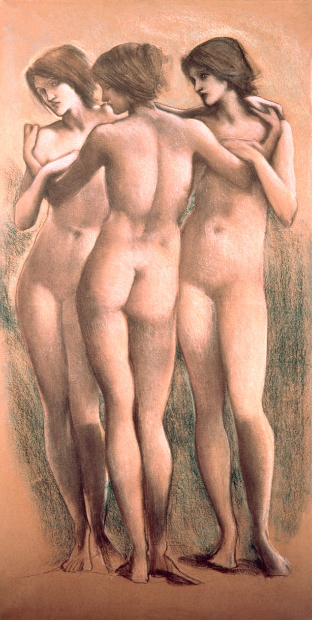 Trzy Gracje, c.1885, (pastel) autorstwa Edward Burne Jones