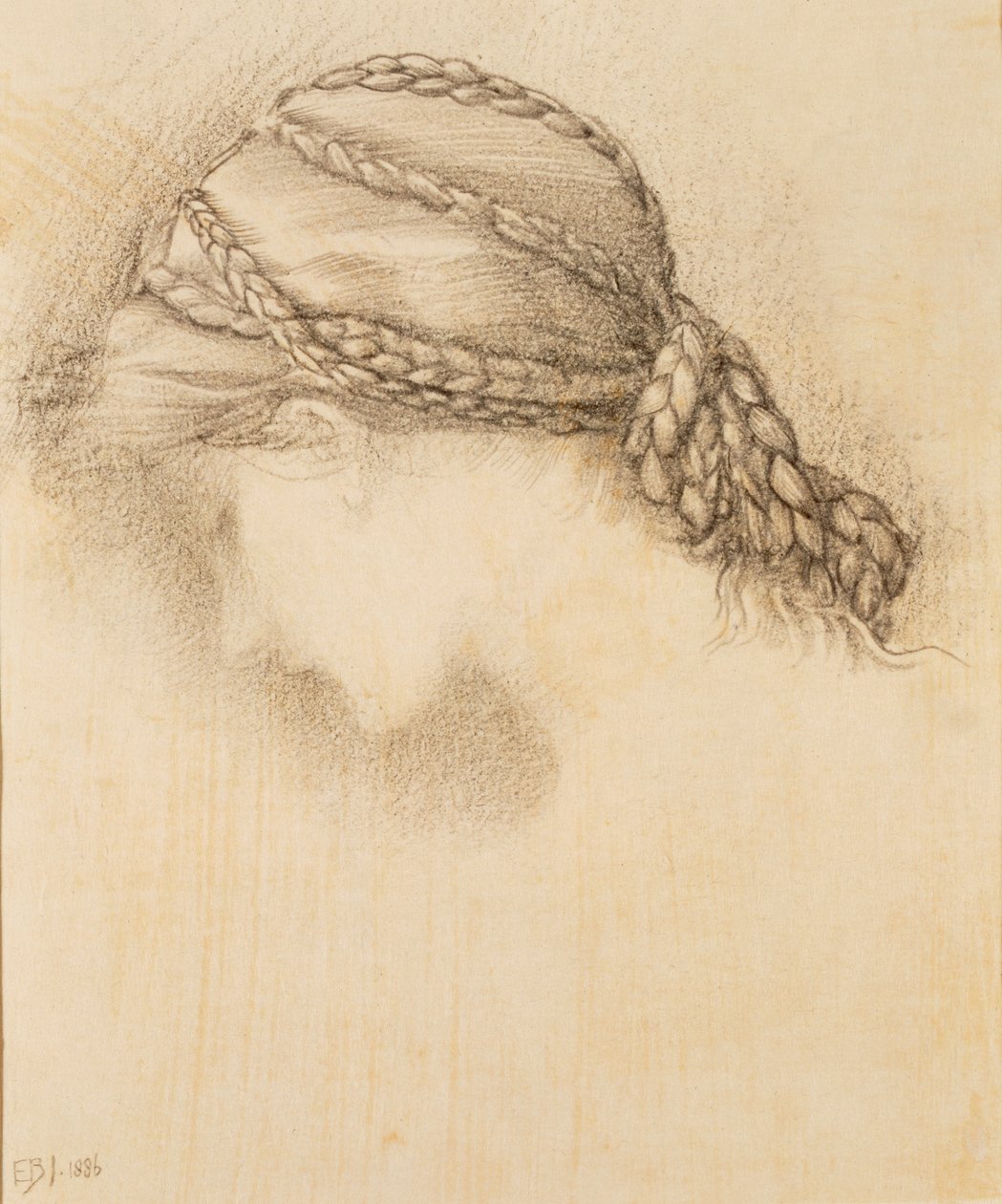 Głowa kobiety, fragment ze szkicownika, 1886 autorstwa Edward Burne Jones