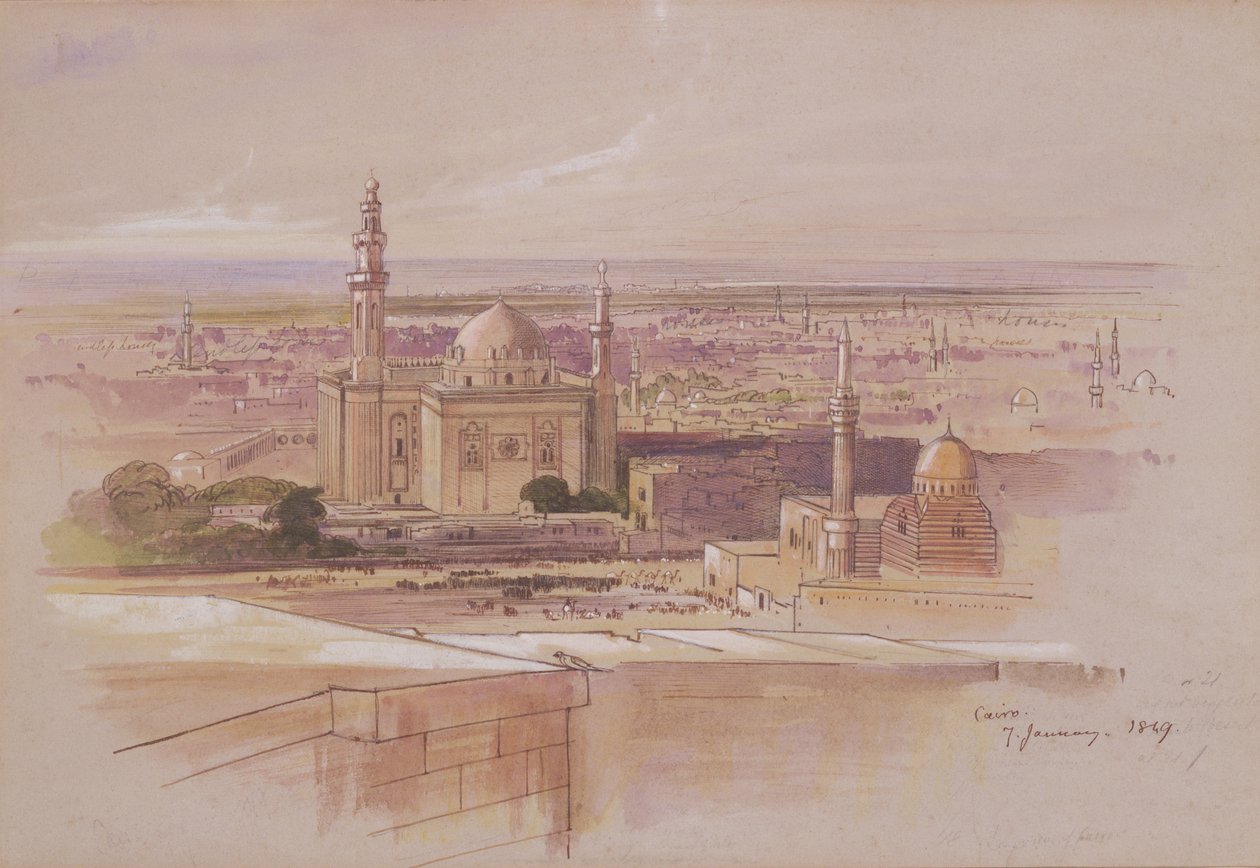 Meczet Agra, Kair, 1849 autorstwa Edward Lear
