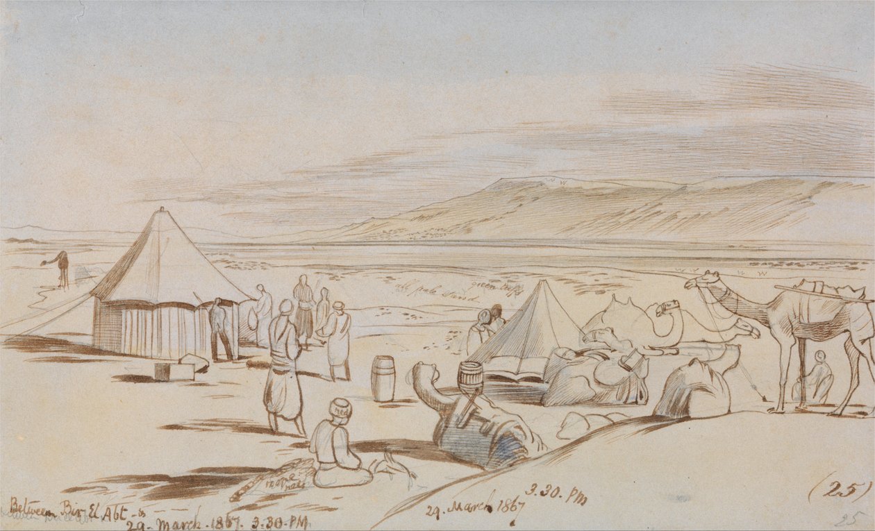 Pomiędzy Bir El Abt autorstwa Edward Lear