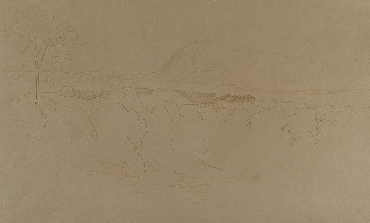 Kalabria, 1847 (pióro, brązowy tusz i ołówek na bardzo przebarwionym papierze bufiastym) autorstwa Edward Lear