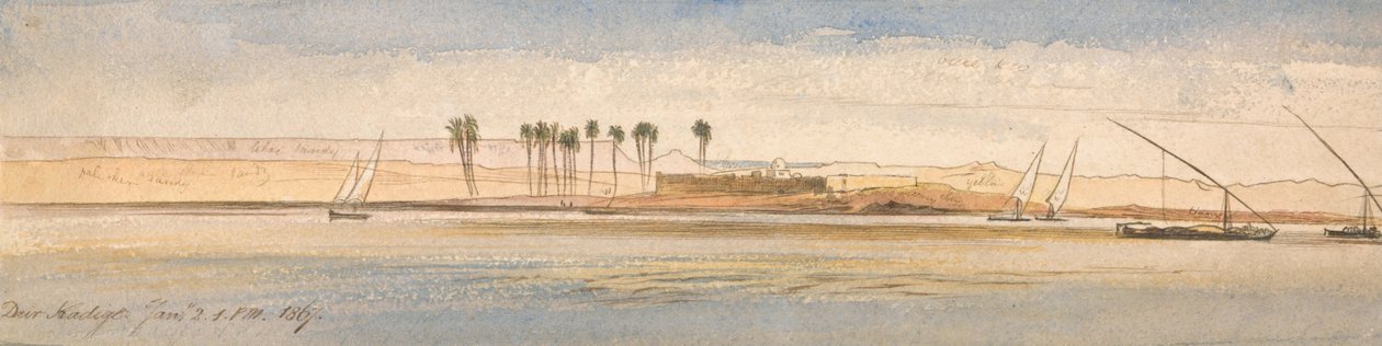Deir Kadige, 13:00, 2 stycznia 1867 autorstwa Edward Lear