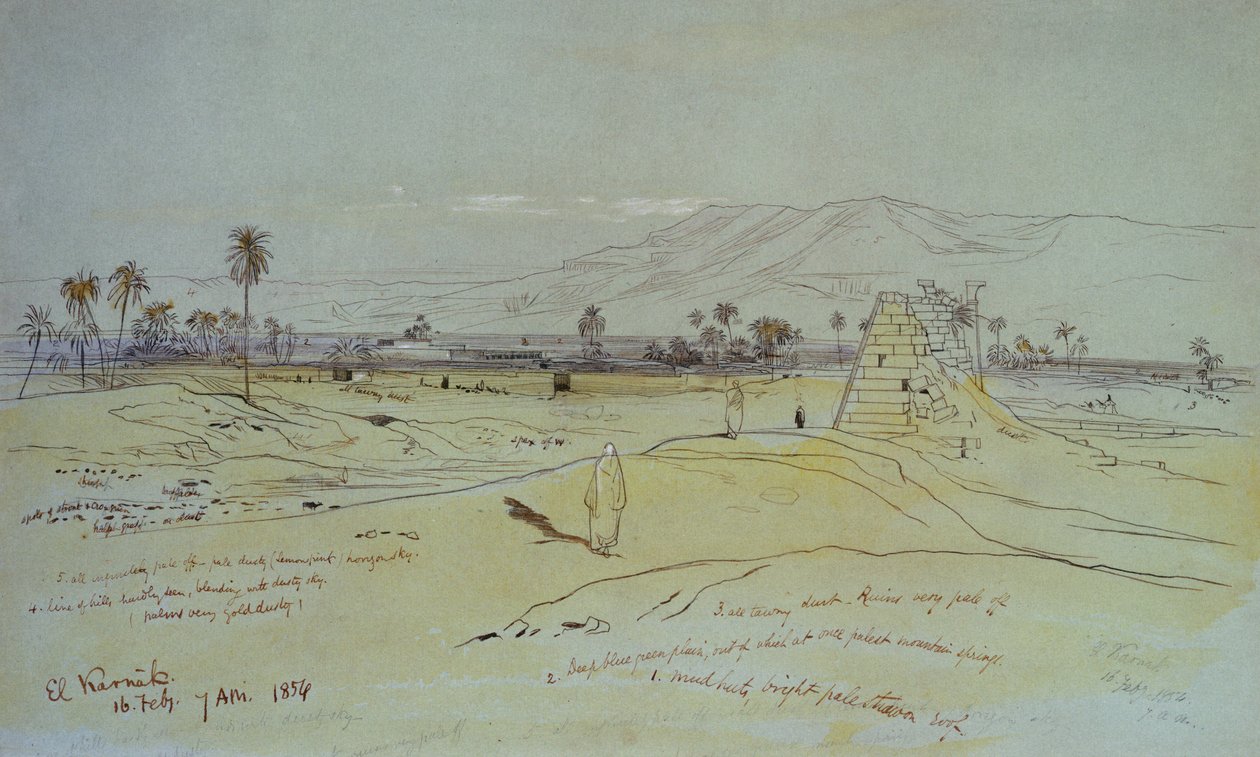 El Karnak, 1854 (pióro, atrament i toaleta) autorstwa Edward Lear