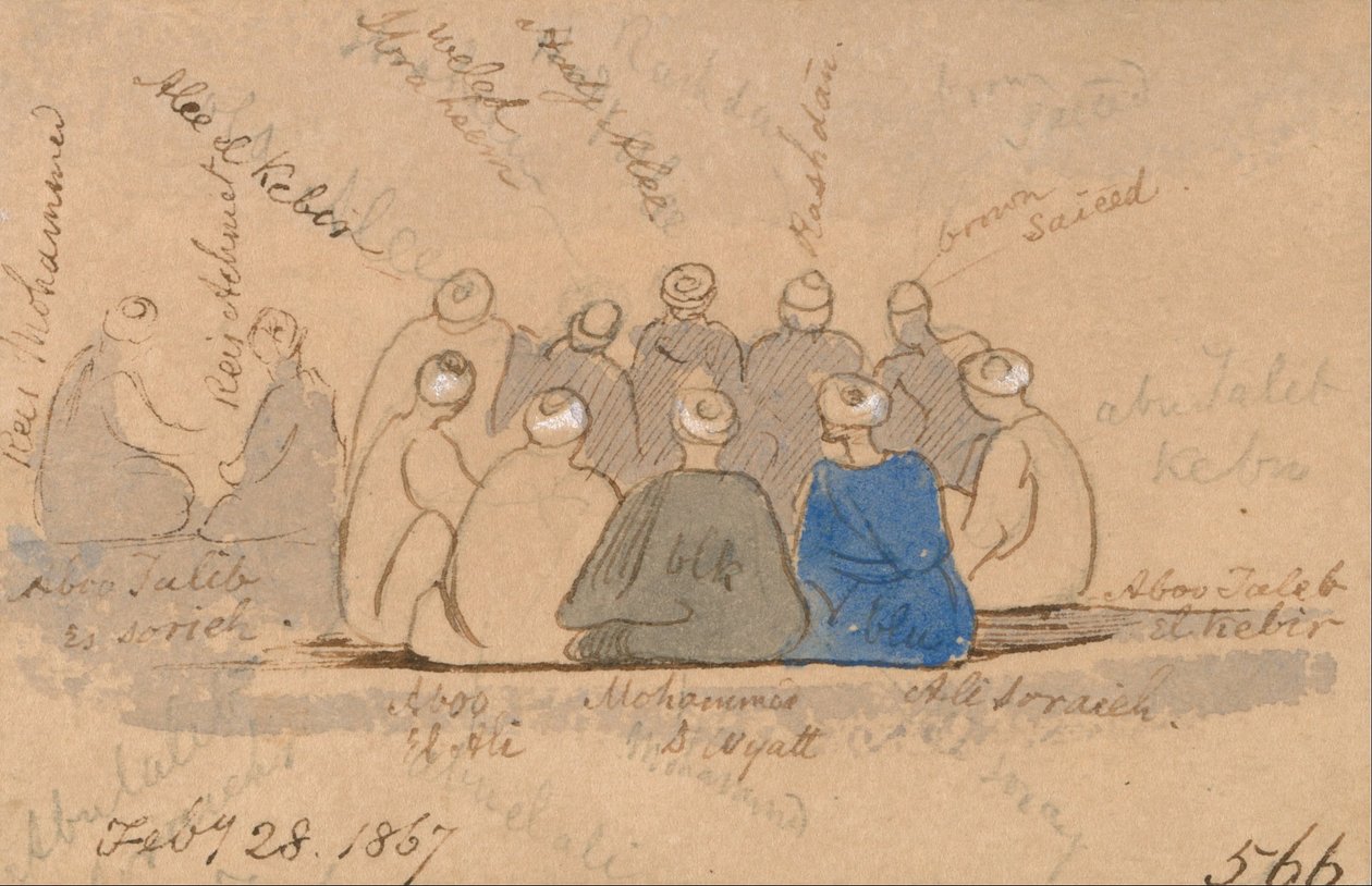 Siedzący mężczyźni autorstwa Edward Lear