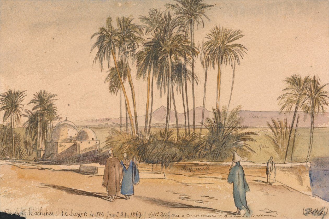 Szejk El Wachshee, Luksor autorstwa Edward Lear