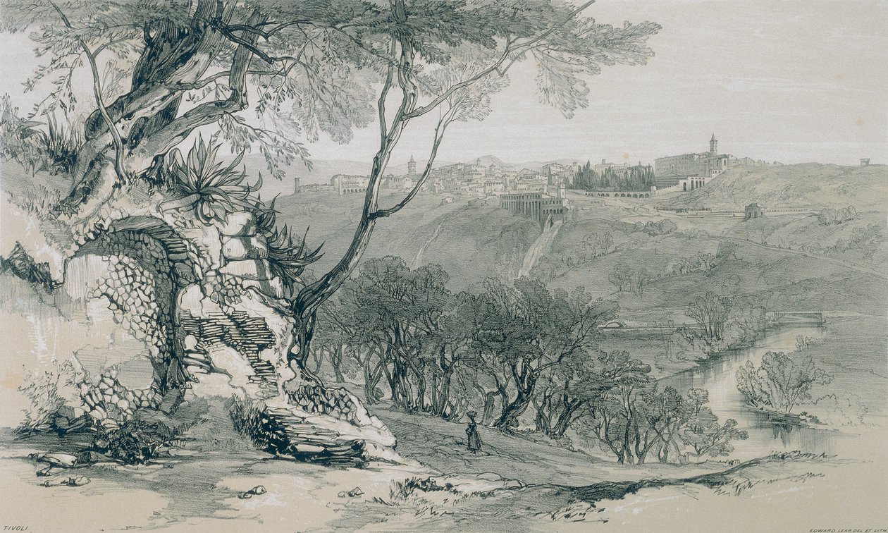 Widoki w Rzymie i okolicach: Tivoli z willą Mecaenass autorstwa Edward Lear