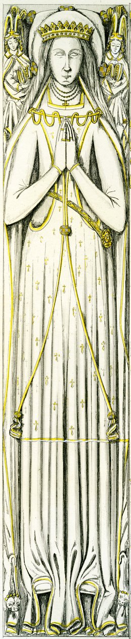 Lady Isabel Neville, alabastrowy wizerunek z grobowca Smythe, kościół św. Piotra, Elford, Staffordshire, Anglia, 1848-9 (ręcznie kolorowy grawer) (patrz także 741544 i 779750) autorstwa Edward M. Richardson