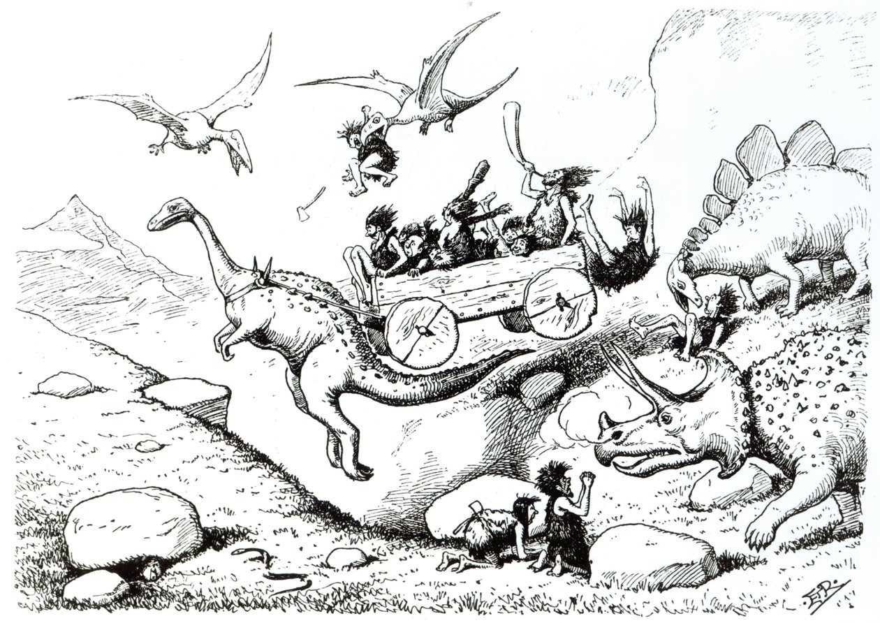 Prehistoryczne podglądactwo, 1894 (pióro i tusz) autorstwa Edward Tennyson Reed