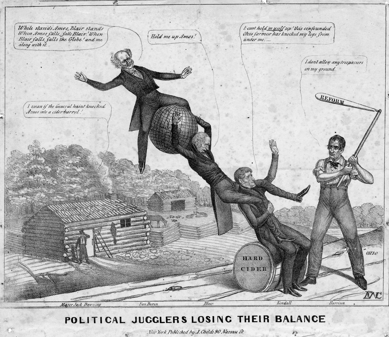 Political jugglers losing their balance, opublikowane przez J Childs, New York, 1840. autorstwa Edward Williams Clay