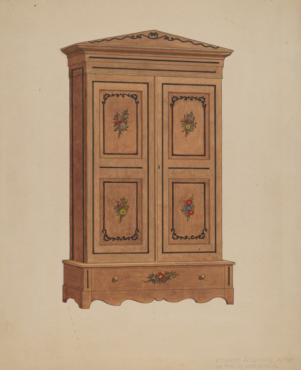 Malowana szafa autorstwa Edward A. Darby