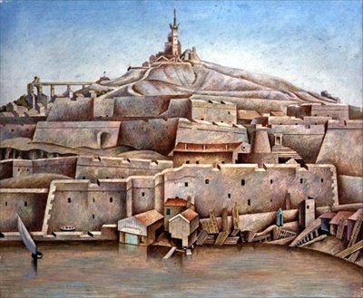 Marsylia, c.1926 (tempera na panelu) autorstwa Edward Alexander Wadsworth