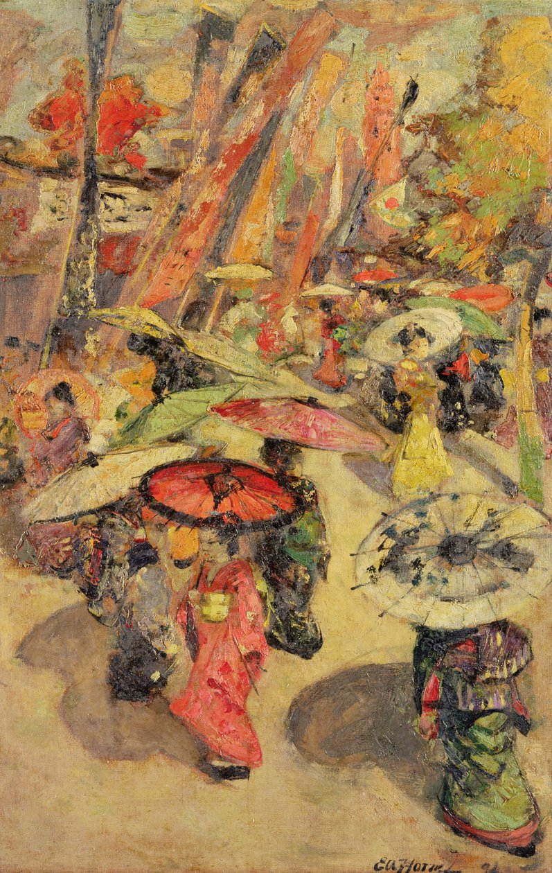 Scena uliczna, Tokio autorstwa Edward Atkinson Hornel