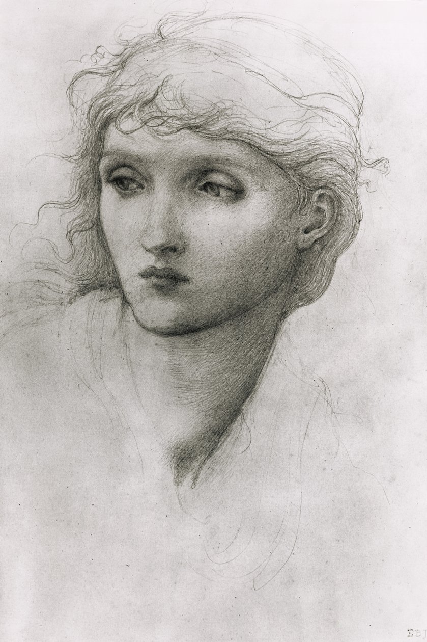 Studium głowy dziewczyny autorstwa Edward Burne Jones