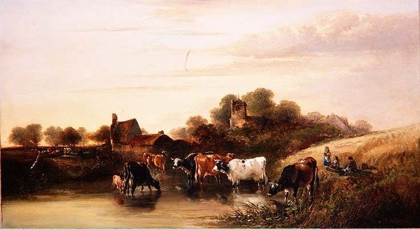 The Watering Place, scena w Devonshire autorstwa Edward Charles Williams